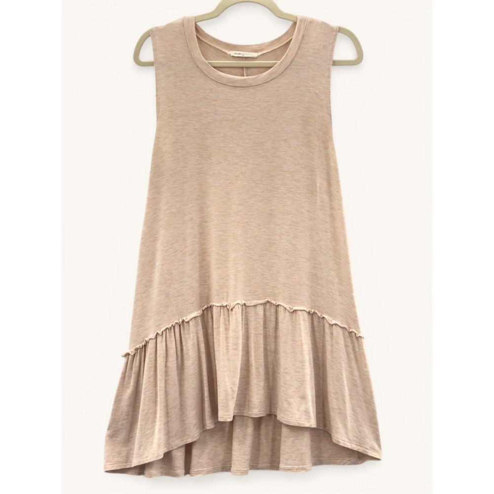 Newbury Kustom Sleeveless Tunic Dress Modal Ruffle Hem Hi Low M Boho Minimalist
